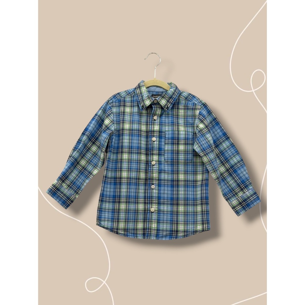 OshKosh B'gosh Plaid 100% Cotton Button Down Shirt Size 4
